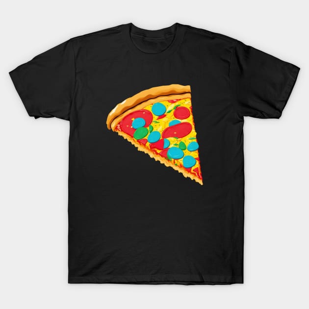 Pizza Slice in Funky Colors T-Shirt by FunkyColorShop